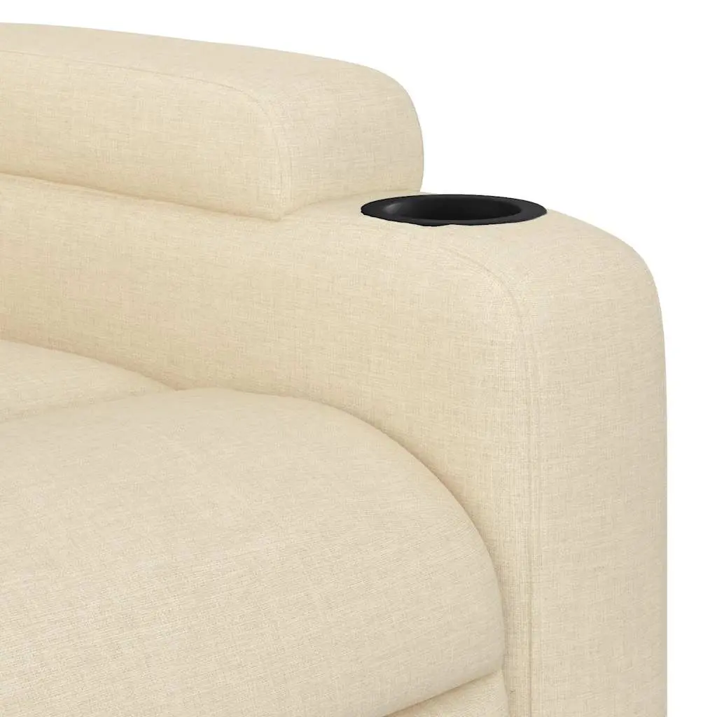 Massage Recliner Chair Cream Fabric Manual Recline 6 Points Vibration Armchair