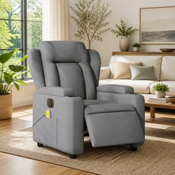 Grey Fabric Electric Massage Recliner for Ultimate Comfort