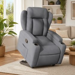 Grey Fabric Recliner Chair with Electric Lift Function