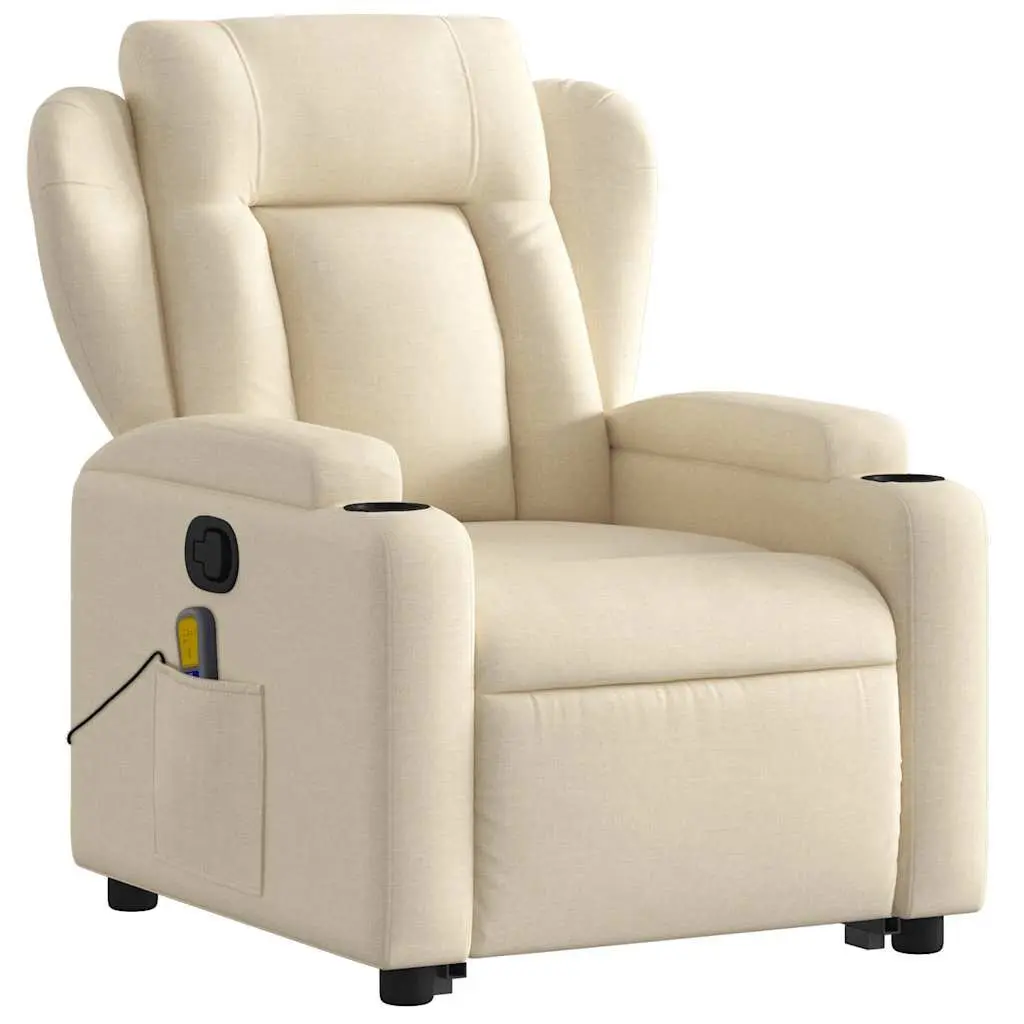 Electric Massage Recliner Chair Cream Power Lift Manual Reclining 6 Massage Points