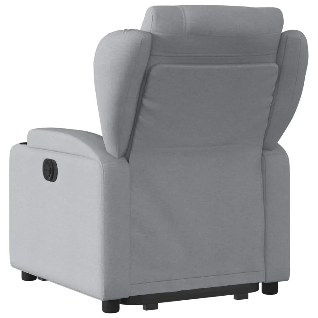 Electric Recliner Chair Grey Fabric Power Lift Function for Elderly Comfort