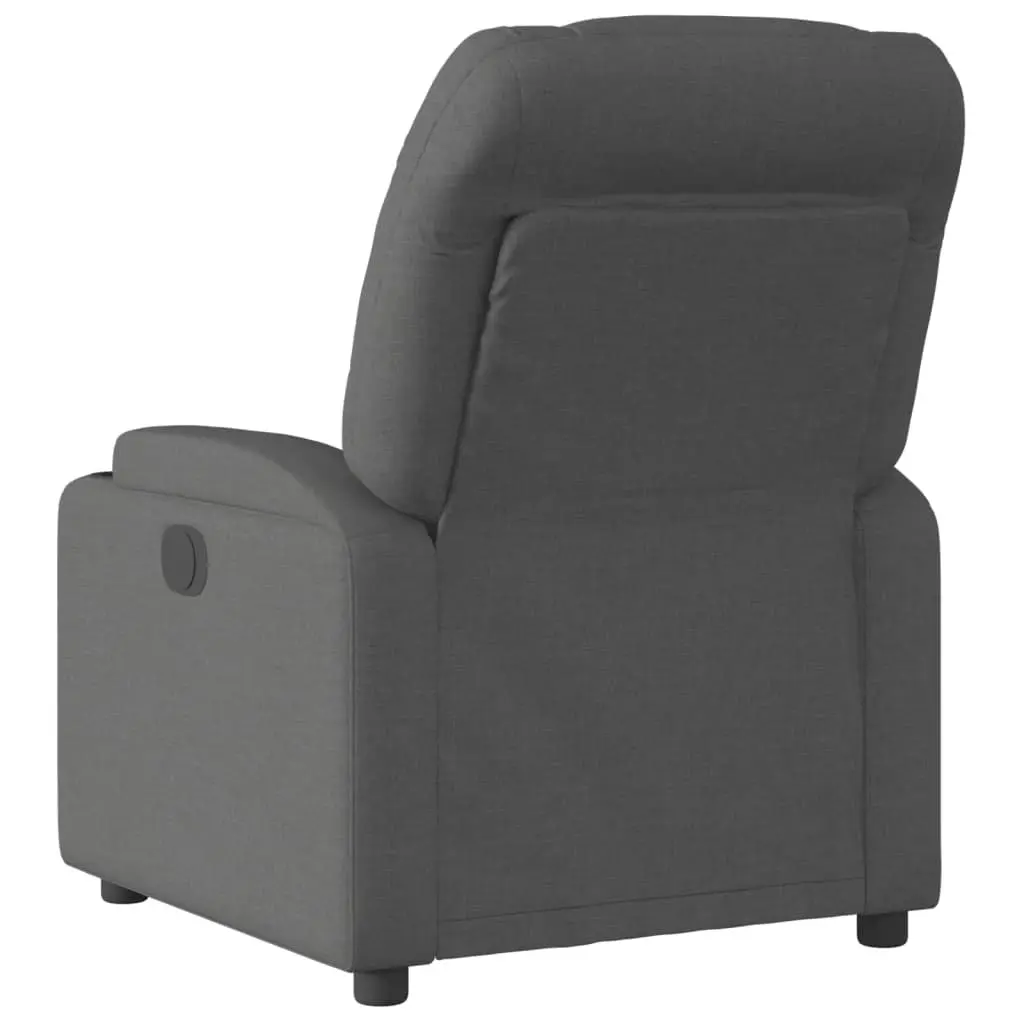 Manual Recliner Chair Grey Fabric Adjustable Backrest Footrest with Cup Holders and Side Pocket