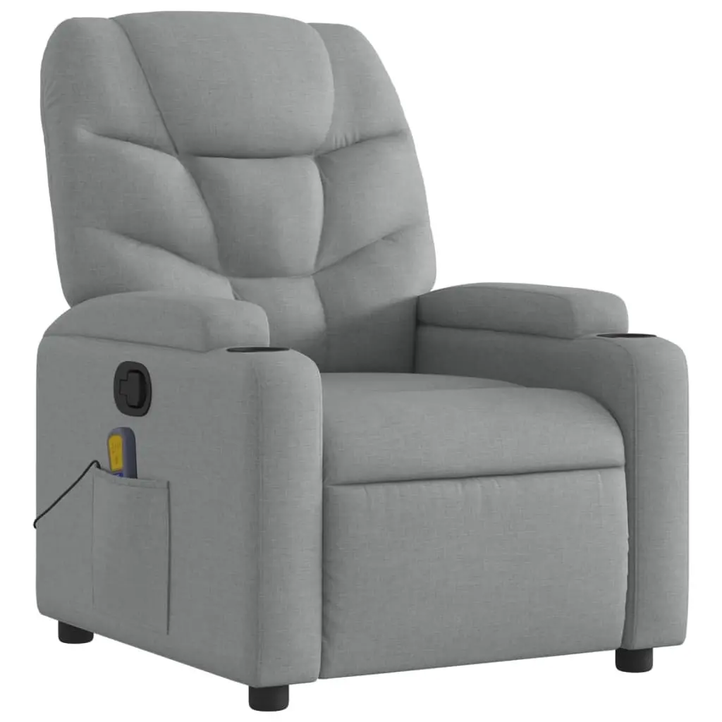 Massage Recliner Chair Grey Fabric Manual Adjustable Footrest Vibration Function