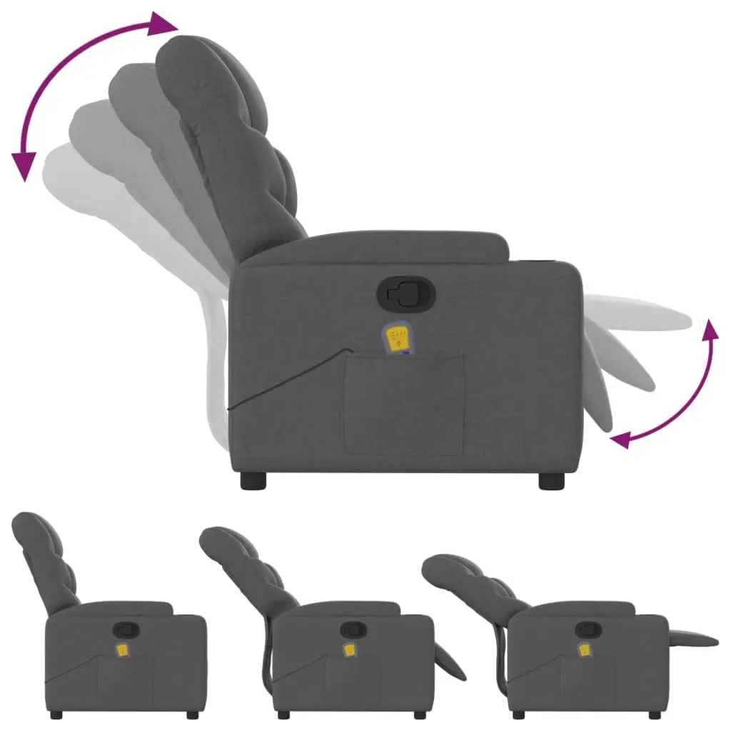 Massage Recliner Chair Grey Fabric Manual Recline 6 Point Vibration Massage Armchair