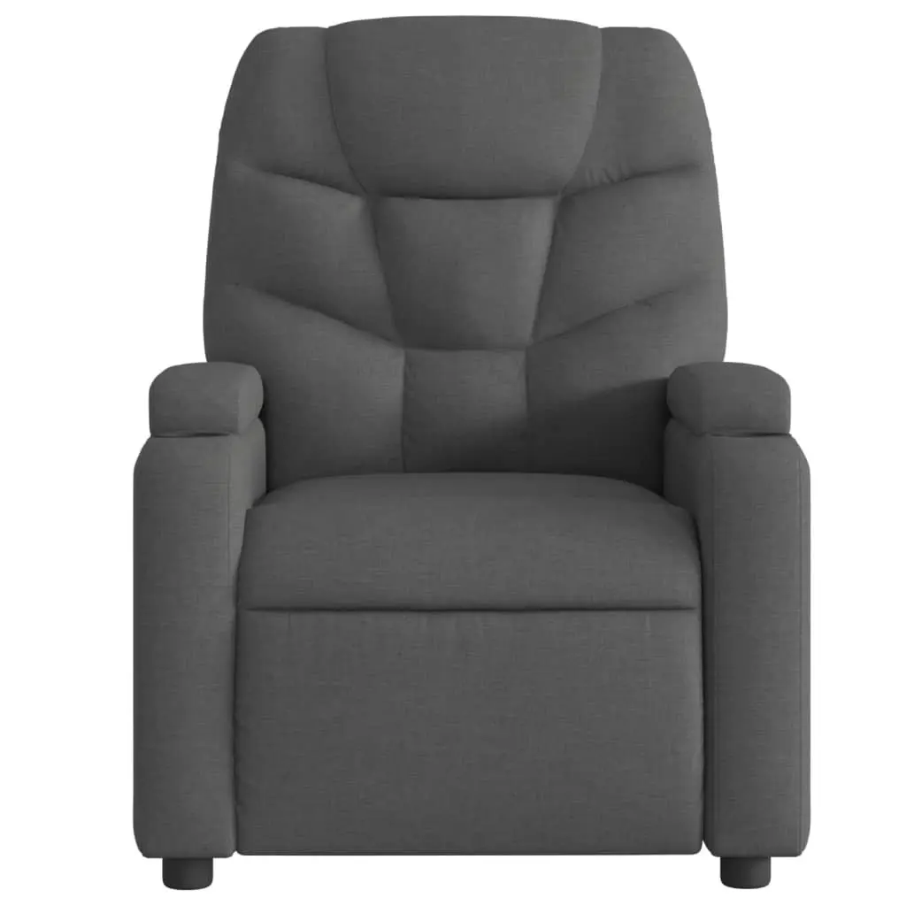 Massage Recliner Chair Grey Fabric Manual Recline 6 Point Vibration Massage Armchair