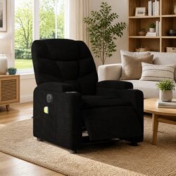Black Fabric Electric Massage Recliner for Enhanced Relaxation