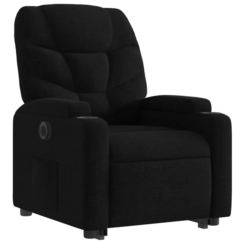 Electric Stand Up Recliner Chair Black Fabric Power Lift Electric Reclining