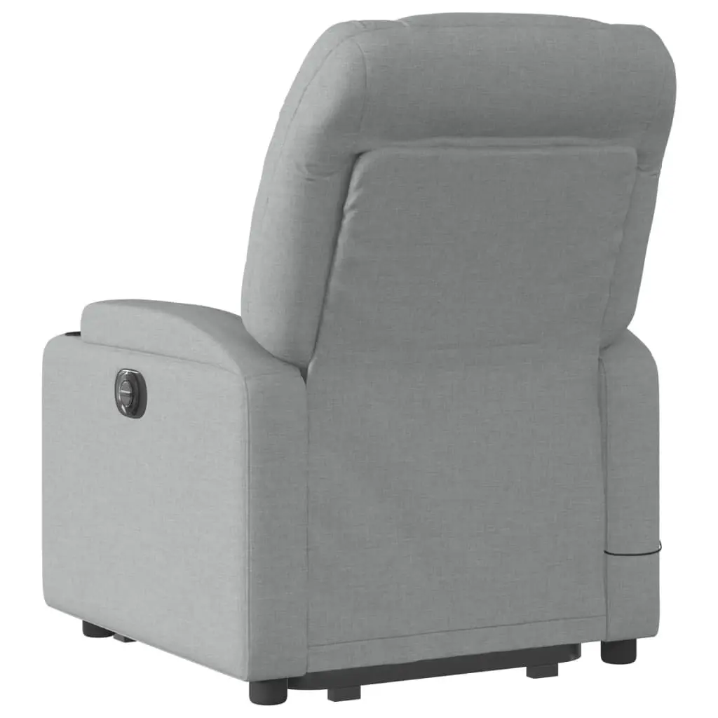 Electric Massage Chair Grey Fabric Power Lift Recline Adjustable Footrest Backrest Vibration Massage