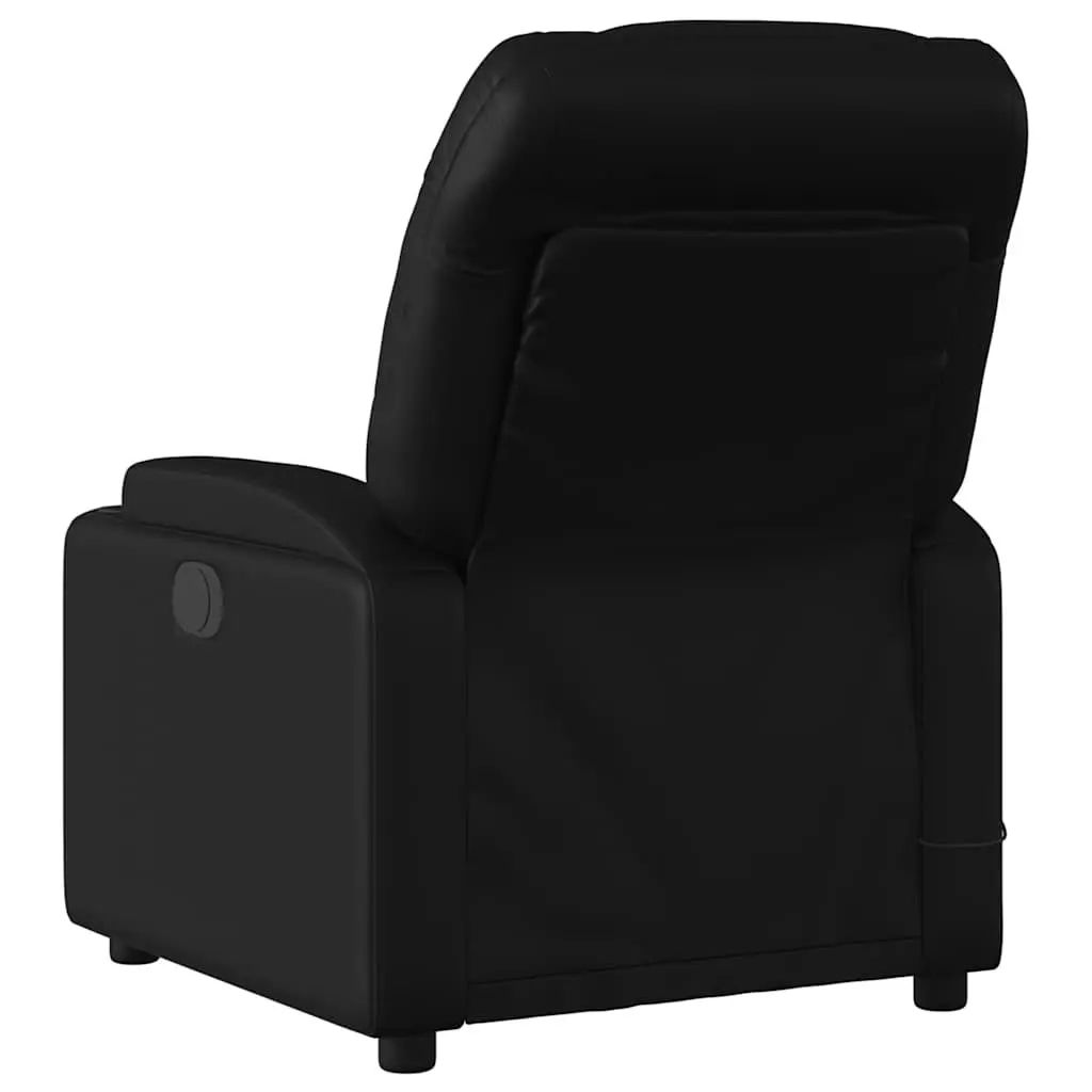 Electric Massage Recliner Chair Black Faux Leather 6 Massage Points Adjustable Footrest and Backrest with Cup Holders