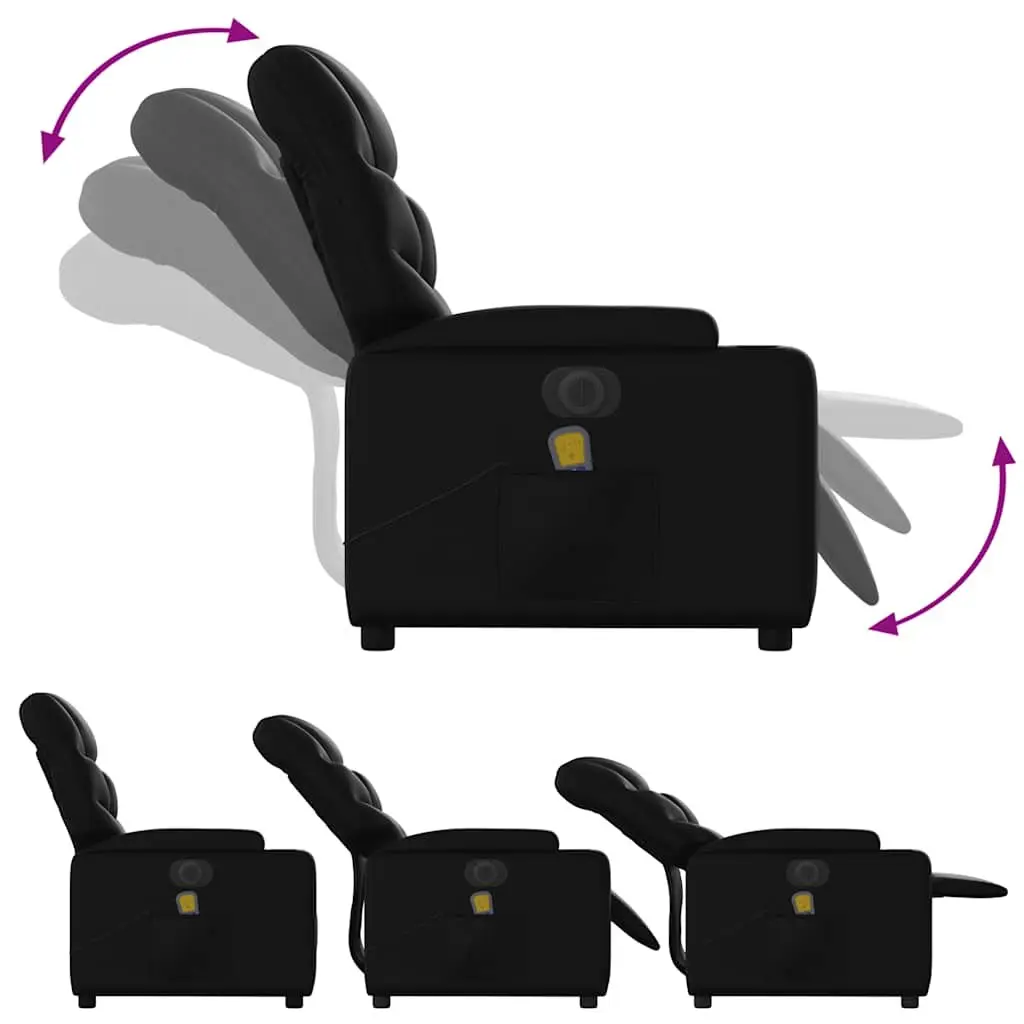 Electric Massage Recliner Chair Black Faux Leather 6 Massage Points Adjustable Footrest and Backrest with Cup Holders
