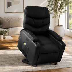 Stylish Black Faux Leather Recliner with Massage Function