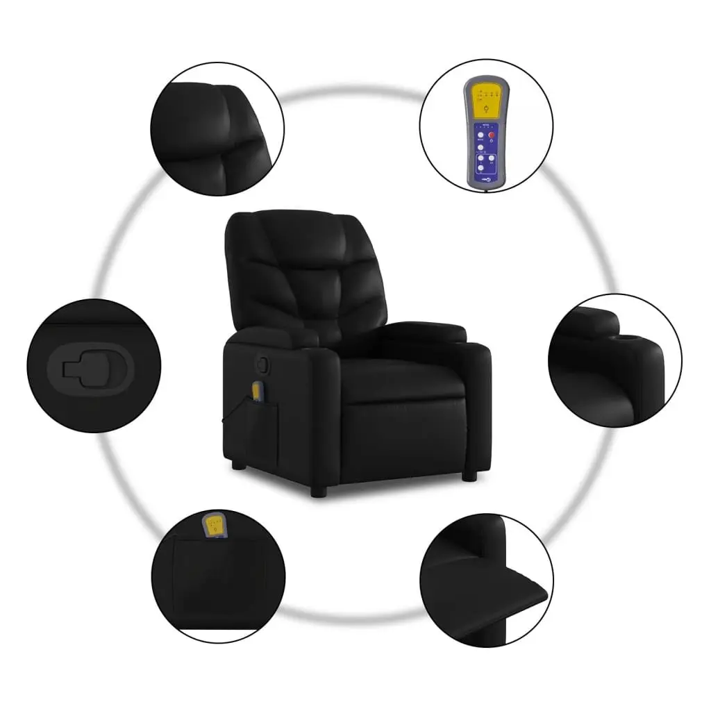 Electric Massage Recliner Chair Black Faux Leather Power Lift with Vibration Massage and Manual Reclining