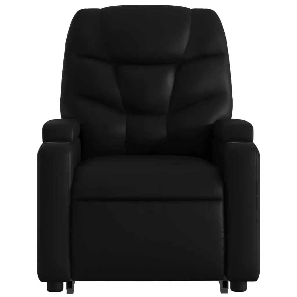 Electric Massage Recliner Chair Black Faux Leather Power Lift with Vibration Massage and Manual Reclining