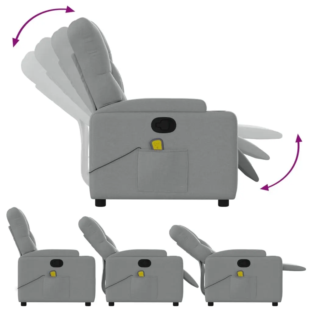 Massage Recliner Chair Grey Fabric Manual Recline 6 Vibration Points