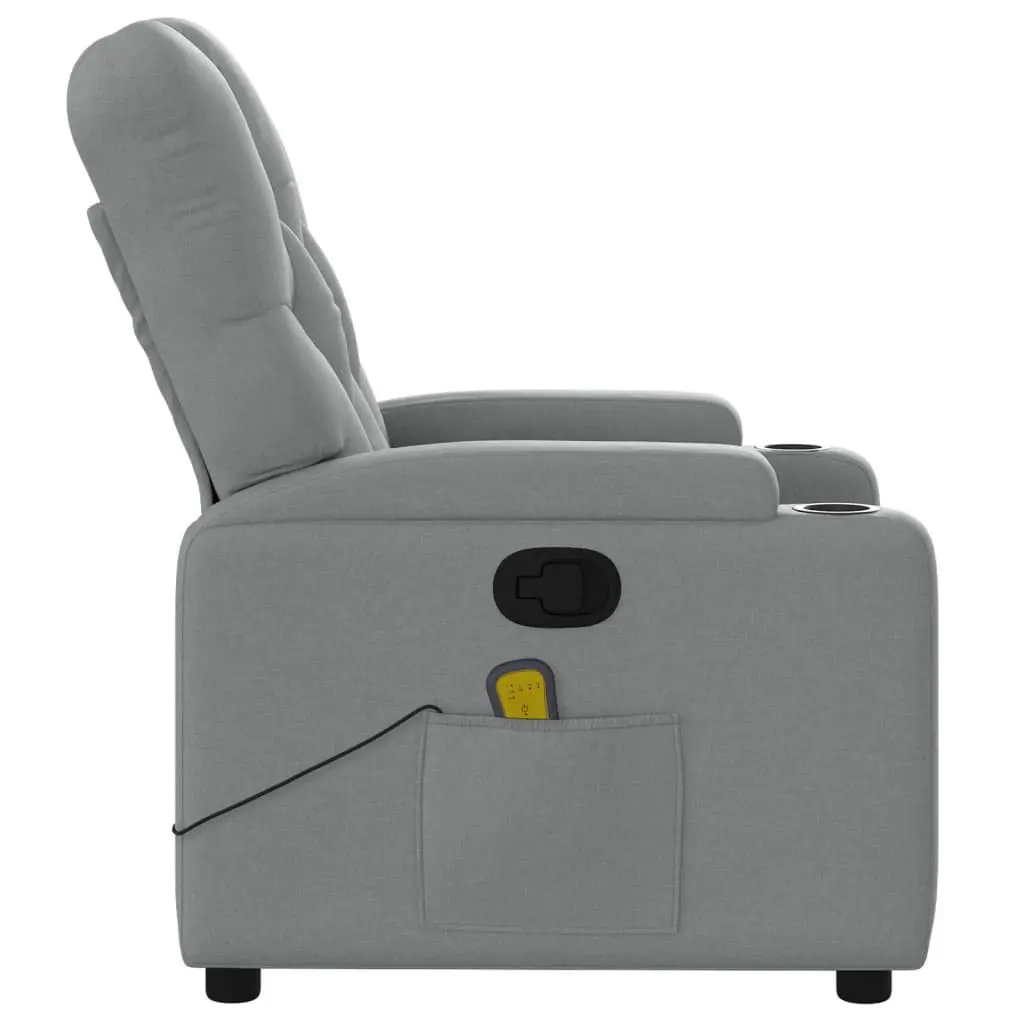 Massage Recliner Chair Grey Fabric Manual Recline 6 Vibration Points
