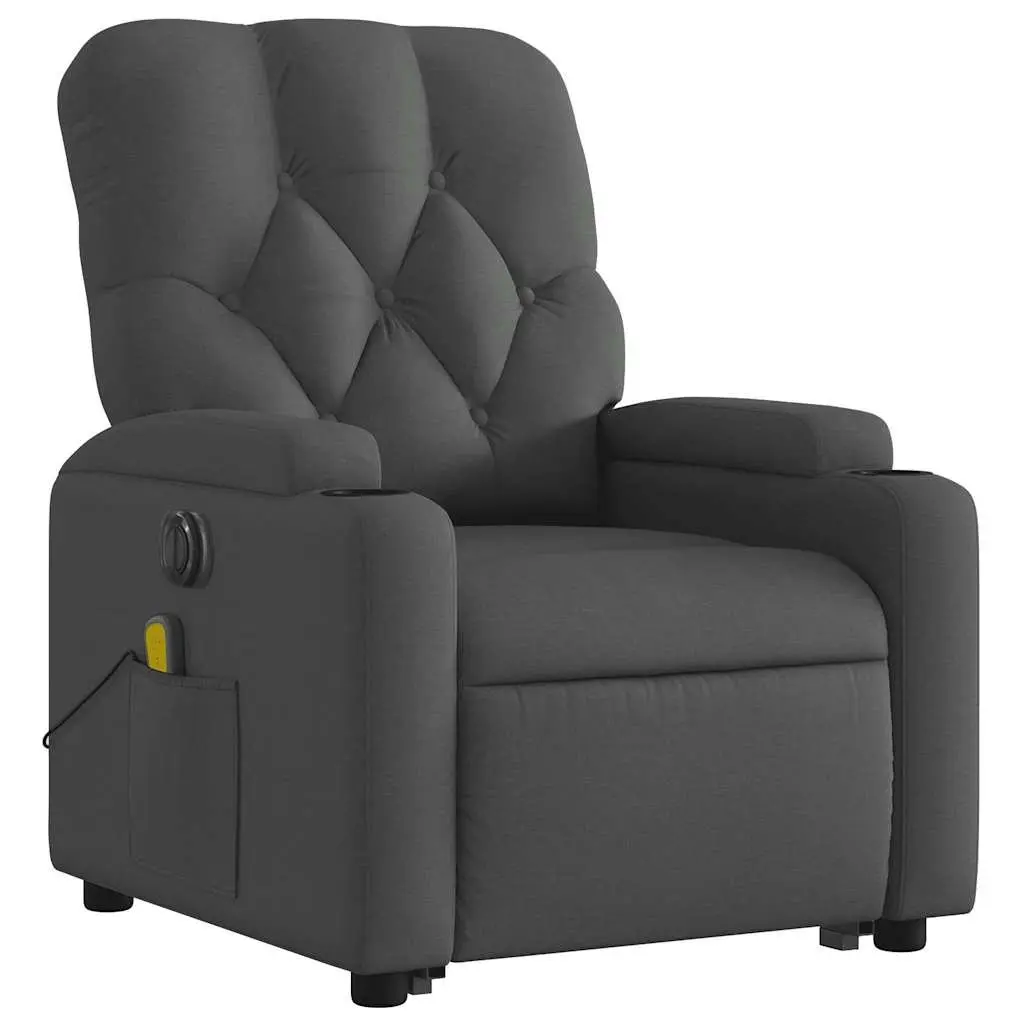 Electric Massage Recliner Chair Grey Fabric Power Lift and Electric Reclining with 6 Massage Points