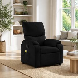 Massage Recliner Armchair in Black Fabric for Stylish Living
