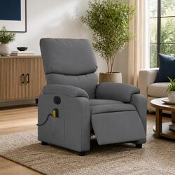 Electric Massage Recliner Chair Grey Fabric Armchair Footrest Relaxation Lounge