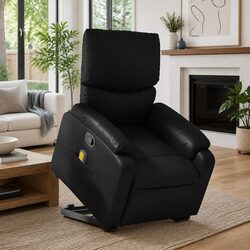 Massage Recliner Chair Black Faux Leather for Relaxation