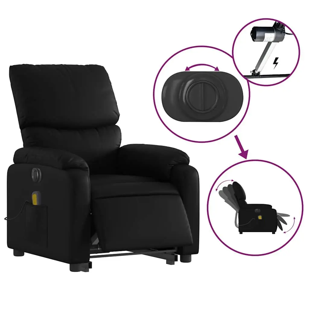Electric Massage Recliner Chair Black Faux Leather Power Lift and Recline with 6 Massage Points