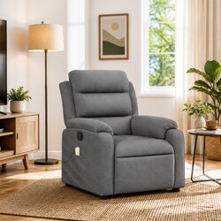 Comfortable Grey Fabric Recliner Chair with Massage