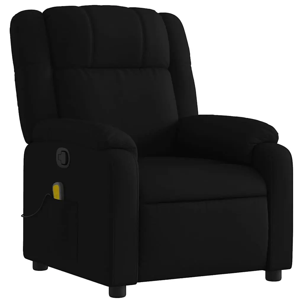 Massage Recliner Chair Black Fabric Manual Reclining 6 Vibration Massage Points