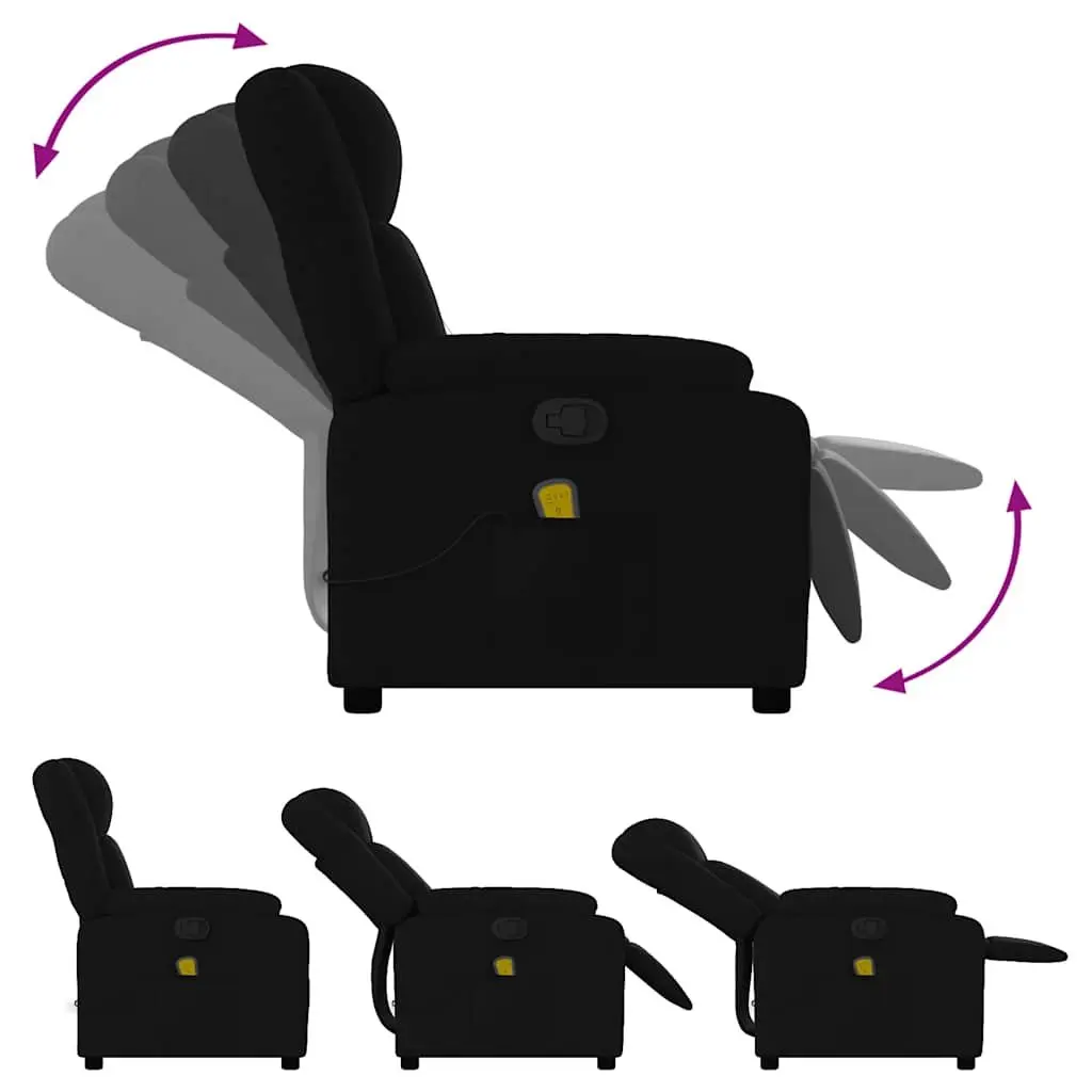 Massage Recliner Chair Black Fabric Manual Reclining 6 Vibration Massage Points