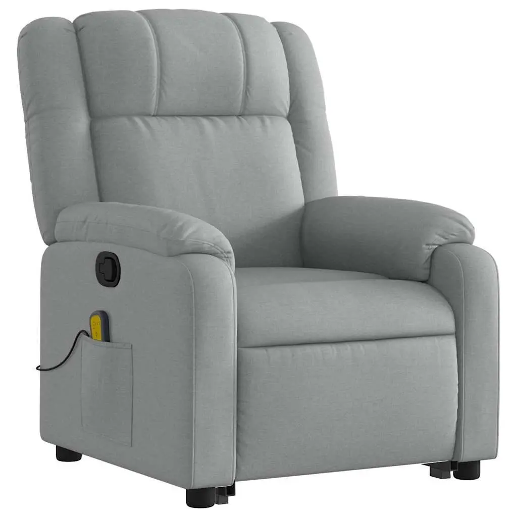 Stand Up Massage Recliner Chair Grey Fabric Power Lift Electric Massage Chair for Elderly