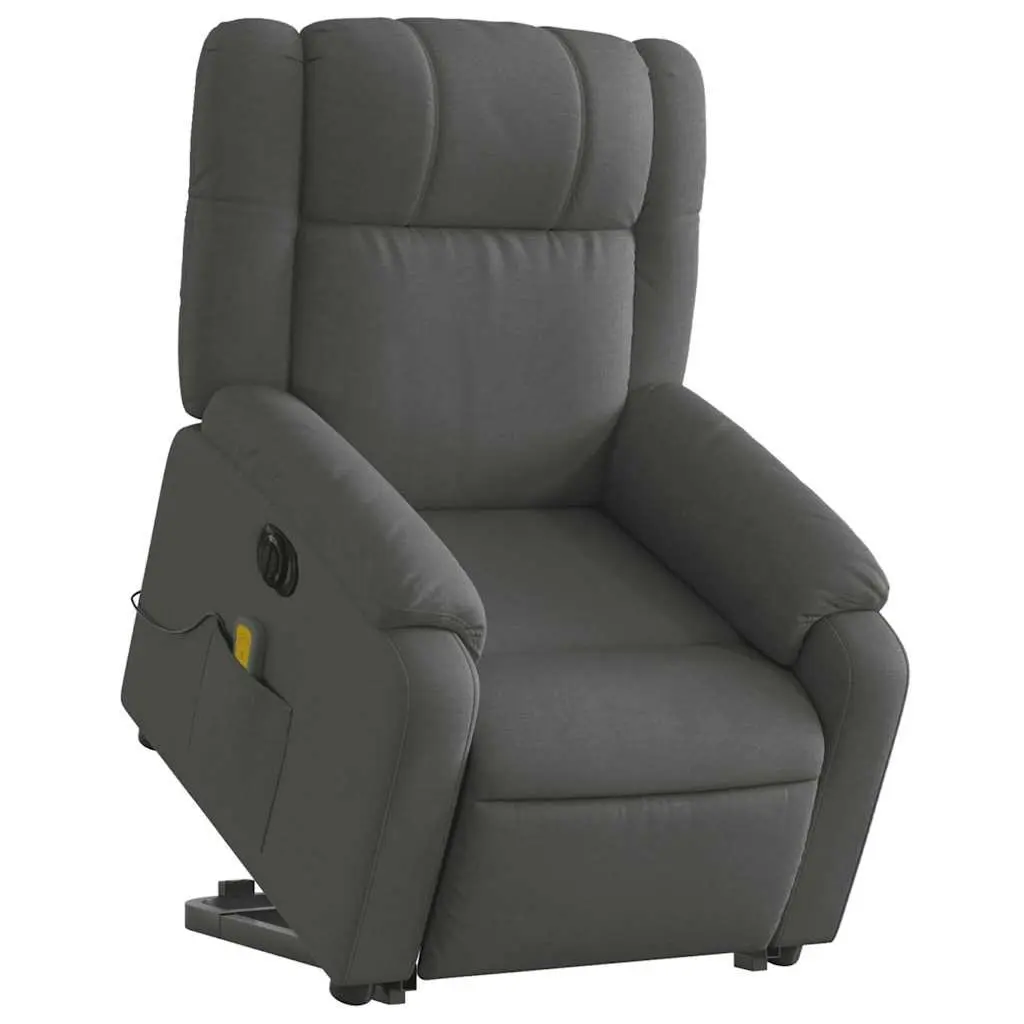 Electric Recliner Chair Grey Fabric Power Lift with Vibration Massage Adjustable 135 Degrees