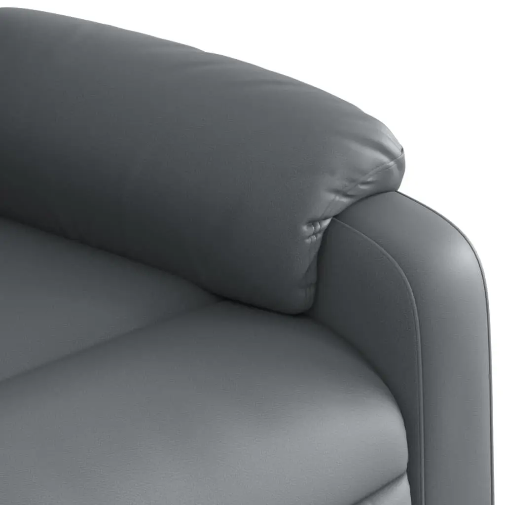 Massage Recliner Chair Grey Faux Leather Manual Reclining Adjustable Backrest Vibration Massage