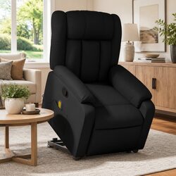 Black Faux Leather Electric Massage Recliner for Relaxation