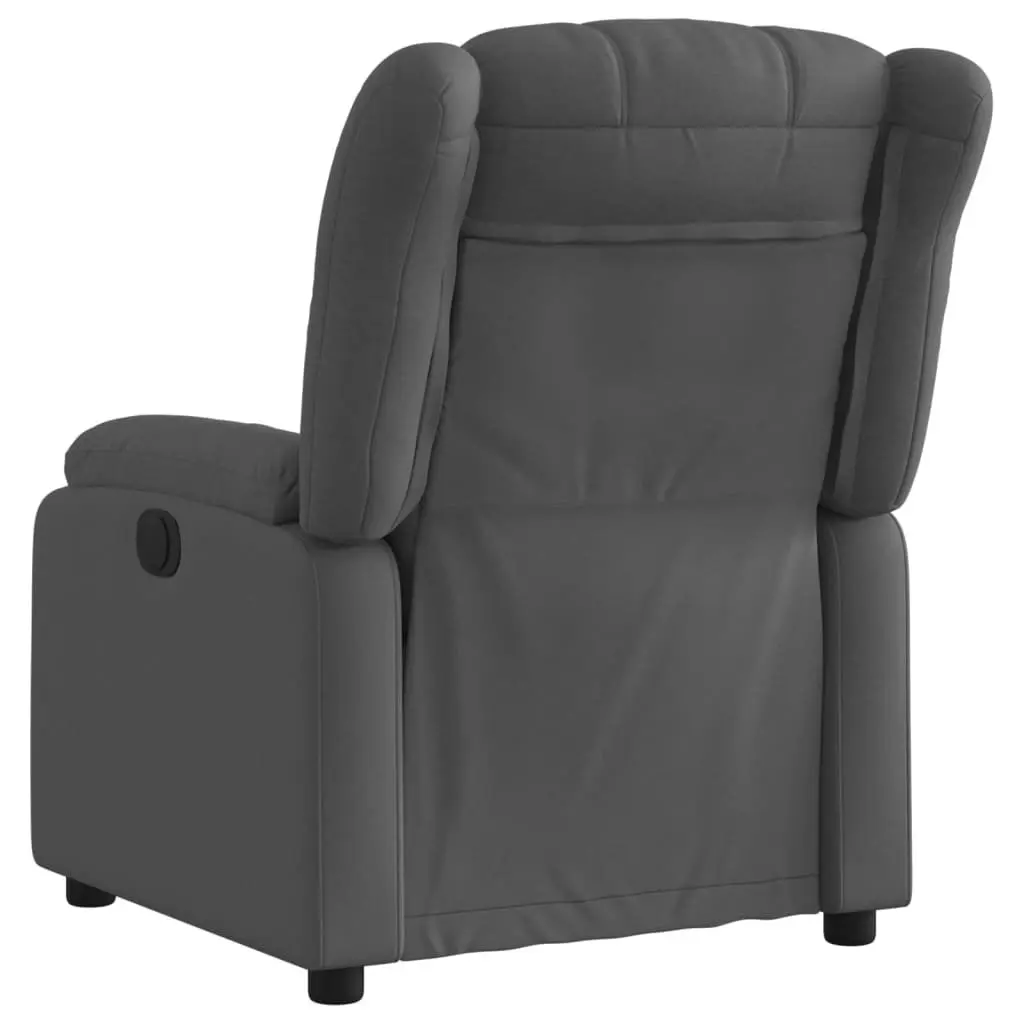 Recliner Armchair Grey Fabric Manual Reclining Function Padded Seat Backrest