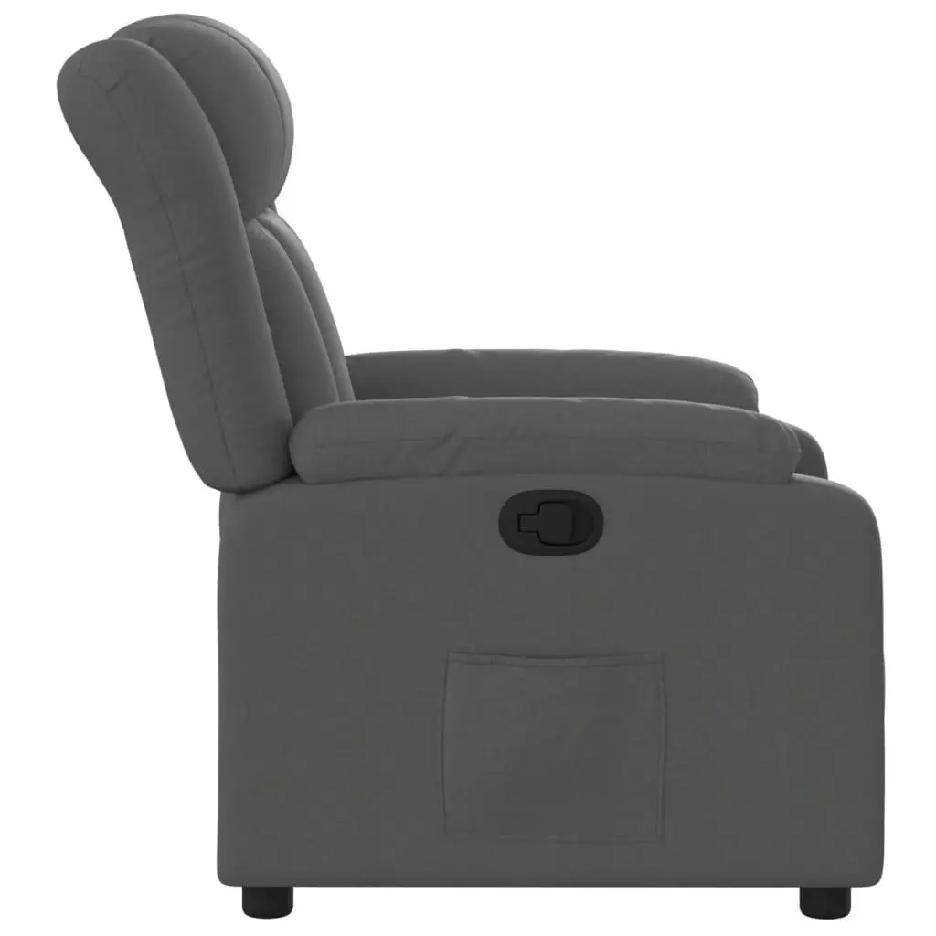 Recliner Armchair Grey Fabric Manual Reclining Function Padded Seat Backrest
