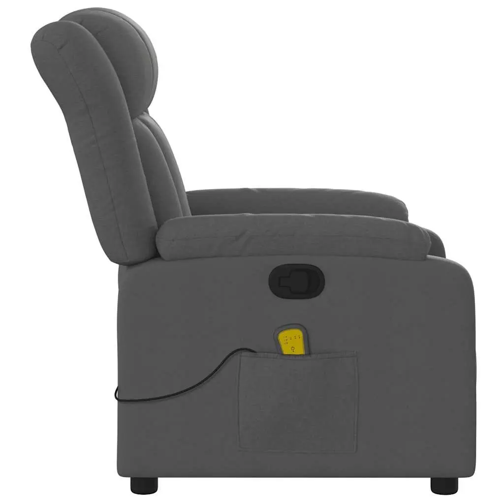 Massage Chair Grey Fabric Manual Recline 135 Degree with 6 Vibration Points