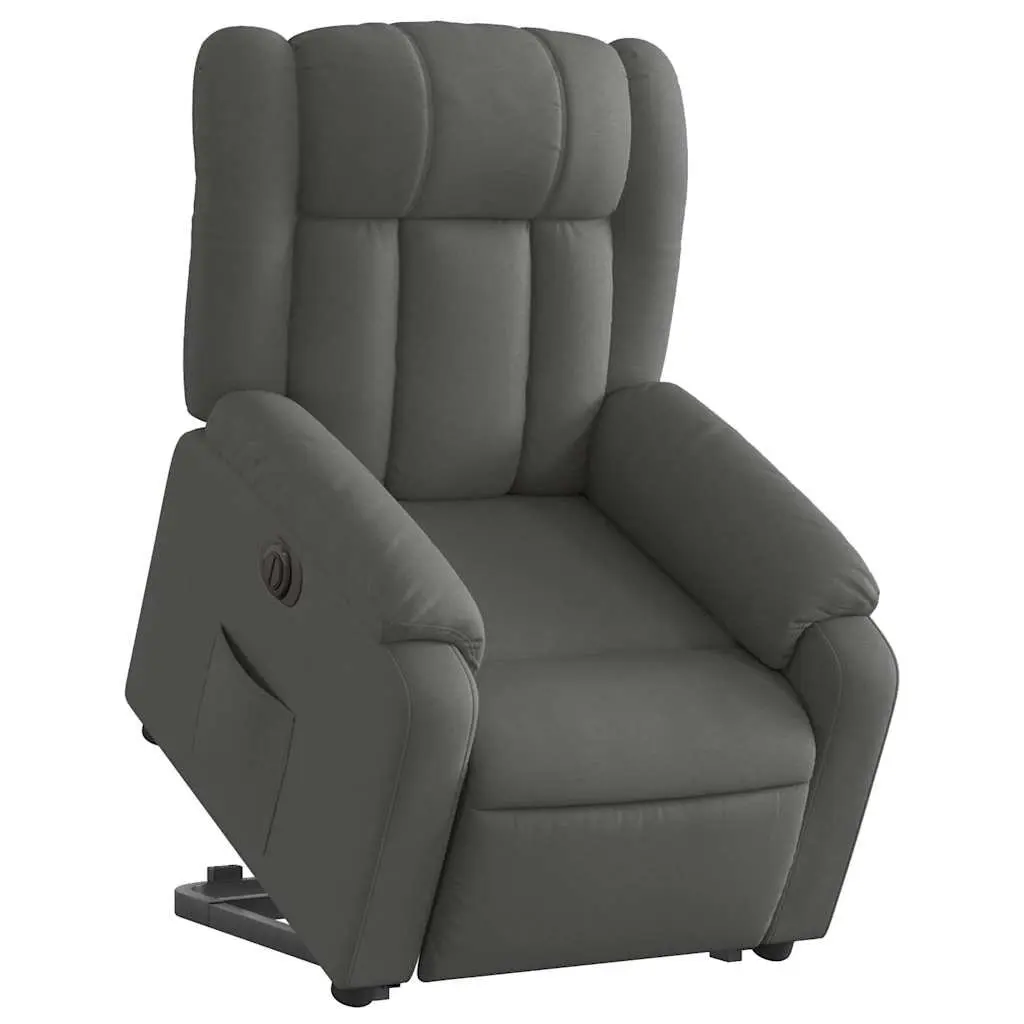 Electric Recliner Chair Grey Fabric Power Lift for Easy Stand Up Function