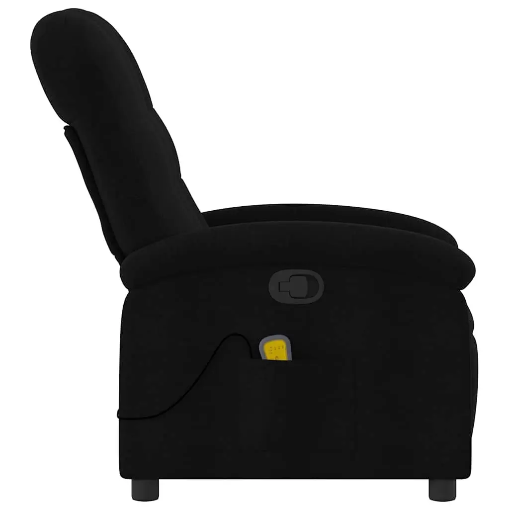 Massage Recliner Chair Black Fabric Manual Recline with 6 Vibration Massage Points
