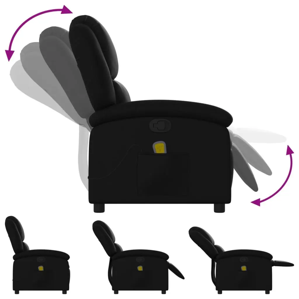 Massage Recliner Chair Black Faux Leather Manual Recline Adjustable Backrest Vibration Massage