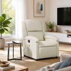 Elevate Your Space with a Cream Faux Leather Massage Recliner