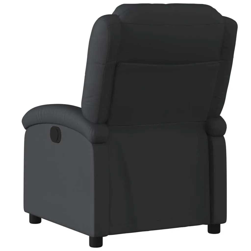 Recliner Armchair Black Leather Manual Reclining Function Comfortable Padded