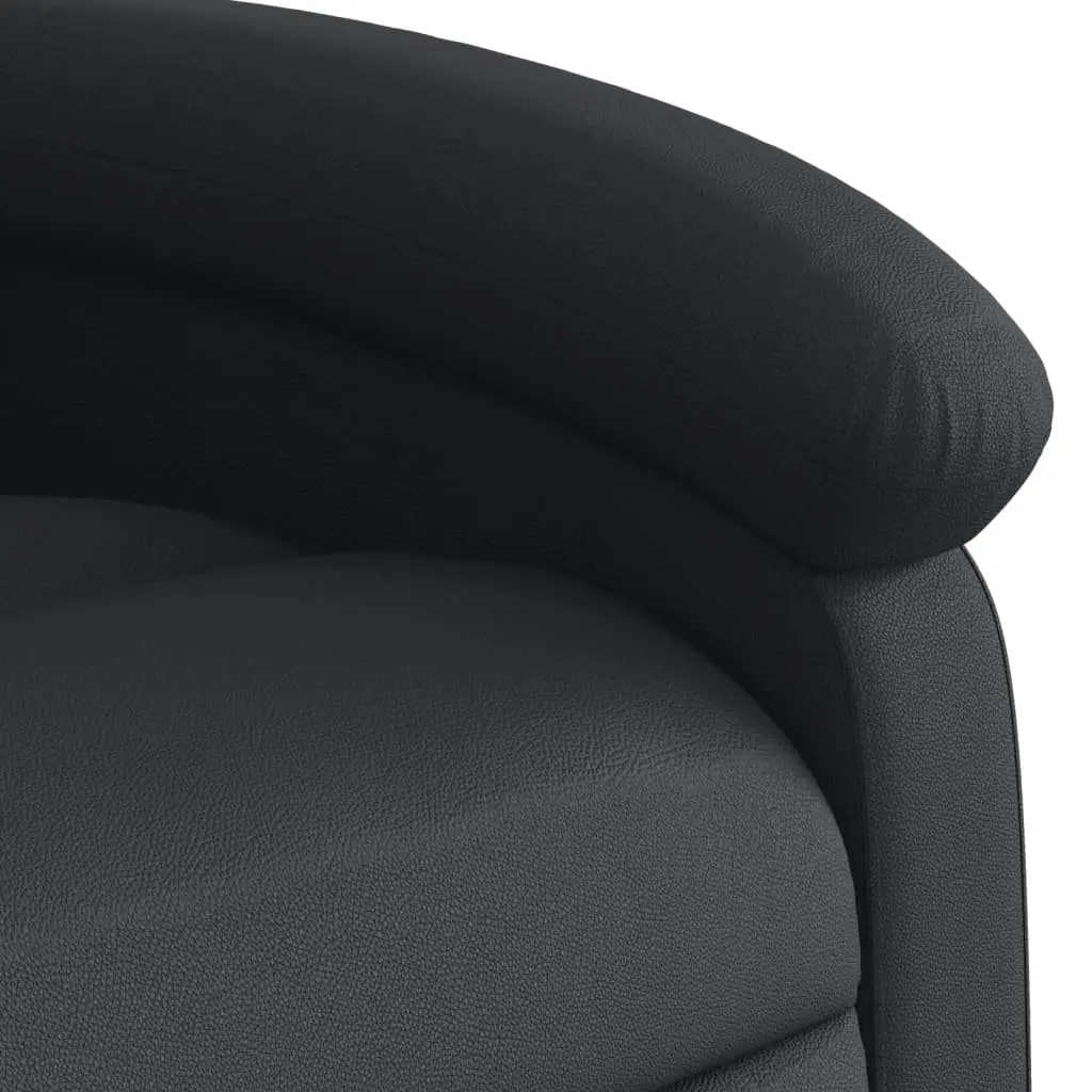 Recliner Armchair Black Leather Manual Reclining Function Comfortable Padded