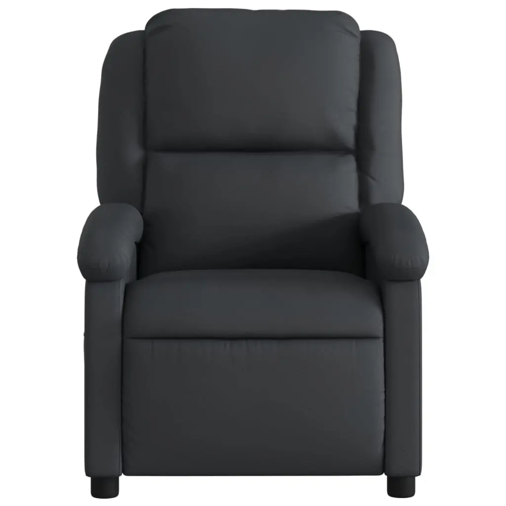 Massage Chair Black Leather Manual Reclining Vibration Function 6 Massage Points