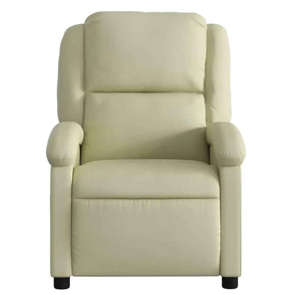 Recliner Chair Cream Leather Manual Vibration Massage 6 Points Adjustable Armchair