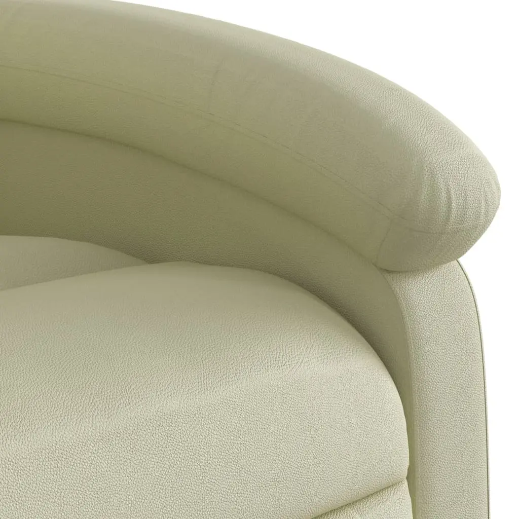 Recliner Chair Cream Leather Manual Vibration Massage 6 Points Adjustable Armchair