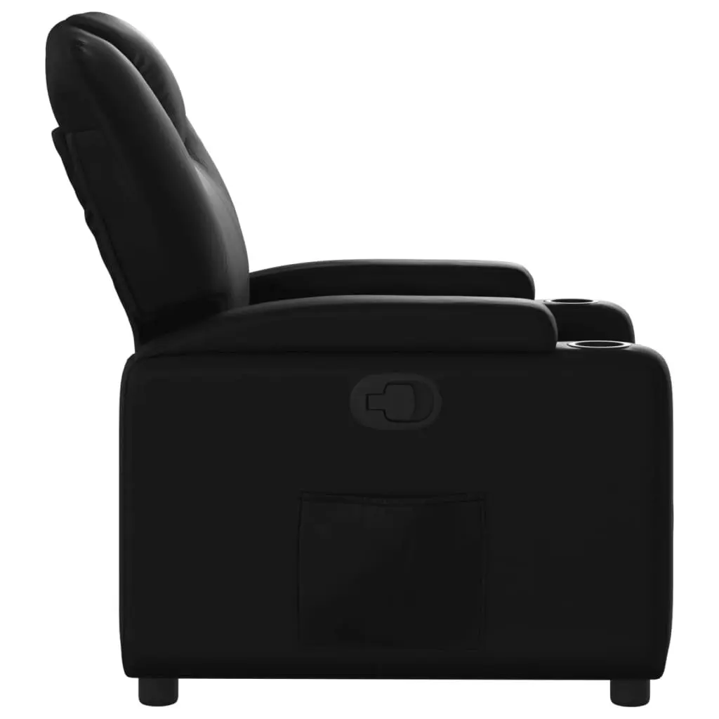 Recliner Chair Manual Reclining Faux Leather with Cup Holders and Side Pocket Black