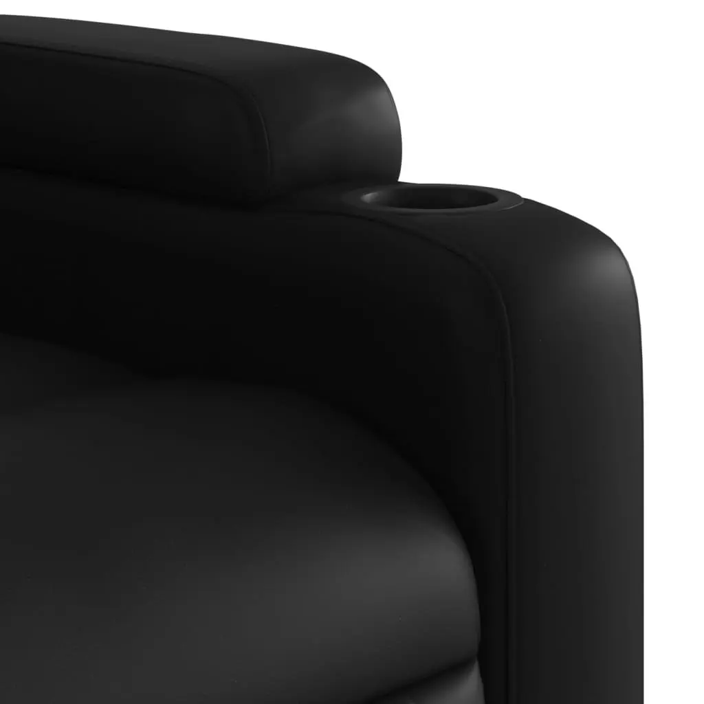 Recliner Chair Manual Reclining Faux Leather with Cup Holders and Side Pocket Black