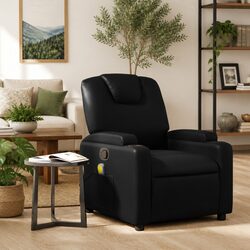 Massage Recliner Chair in Black Faux Leather for Your Space