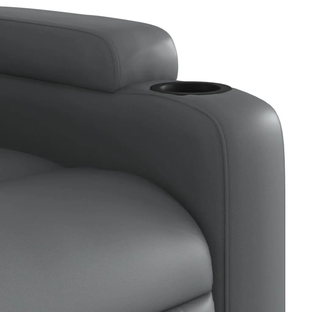 Massage Recliner Chair Grey Faux Leather Manual Recline Vibration Function