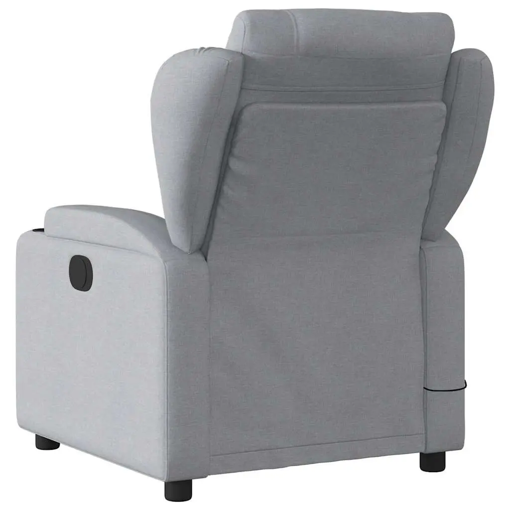 Massage Recliner Chair Light Grey Fabric Manual Recline Vibration Massage with Cup Holders and Side Storage