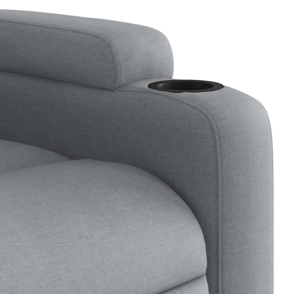 Massage Recliner Chair Light Grey Fabric Manual Recline Vibration Massage with Cup Holders and Side Storage