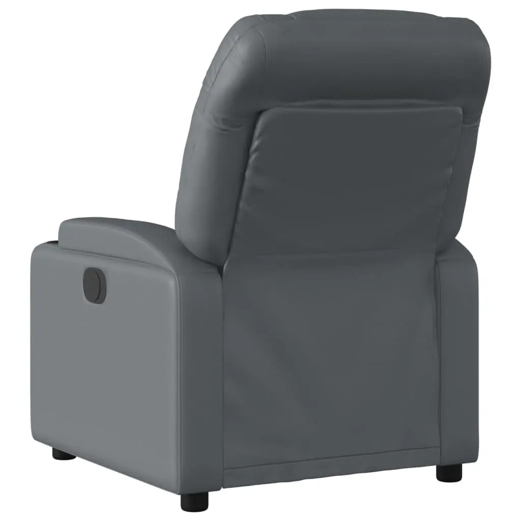 Recliner Chair Grey Faux Leather Manual Vibration Massage 6 Points